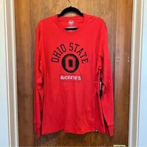 '47 The Ohio State Buckeyes OSU Long Sleeve T Shirt Red Scarlet Large L‎ College